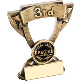 BRZ/GOLD MINI CUP 'POSITION' WITH PLATE (1in CENTRE) '3rd' - 3.75in